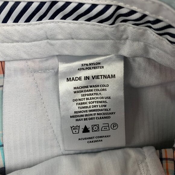 FootJoy Mens Shorts 34 Blue Orange Plaid Chino Golf 10" Inseam Nylon Polyester - Picture 8 of 10